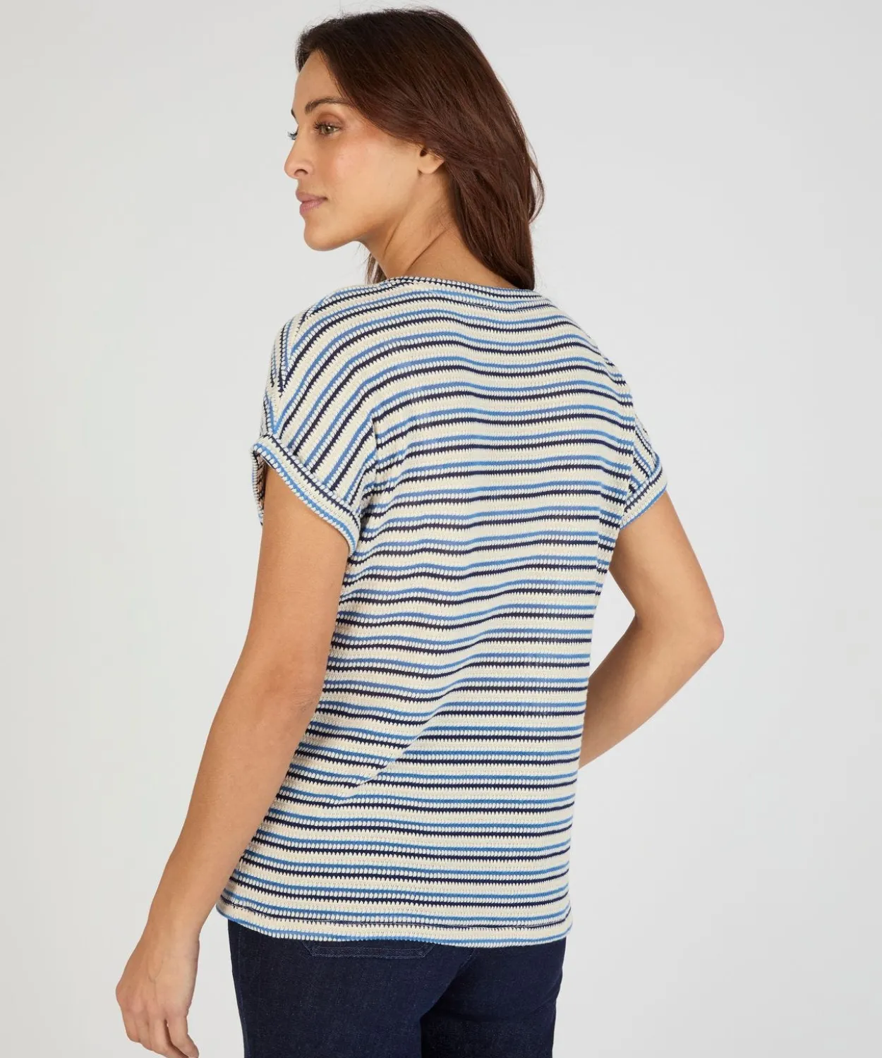 T-shirt maille jacquard rayée