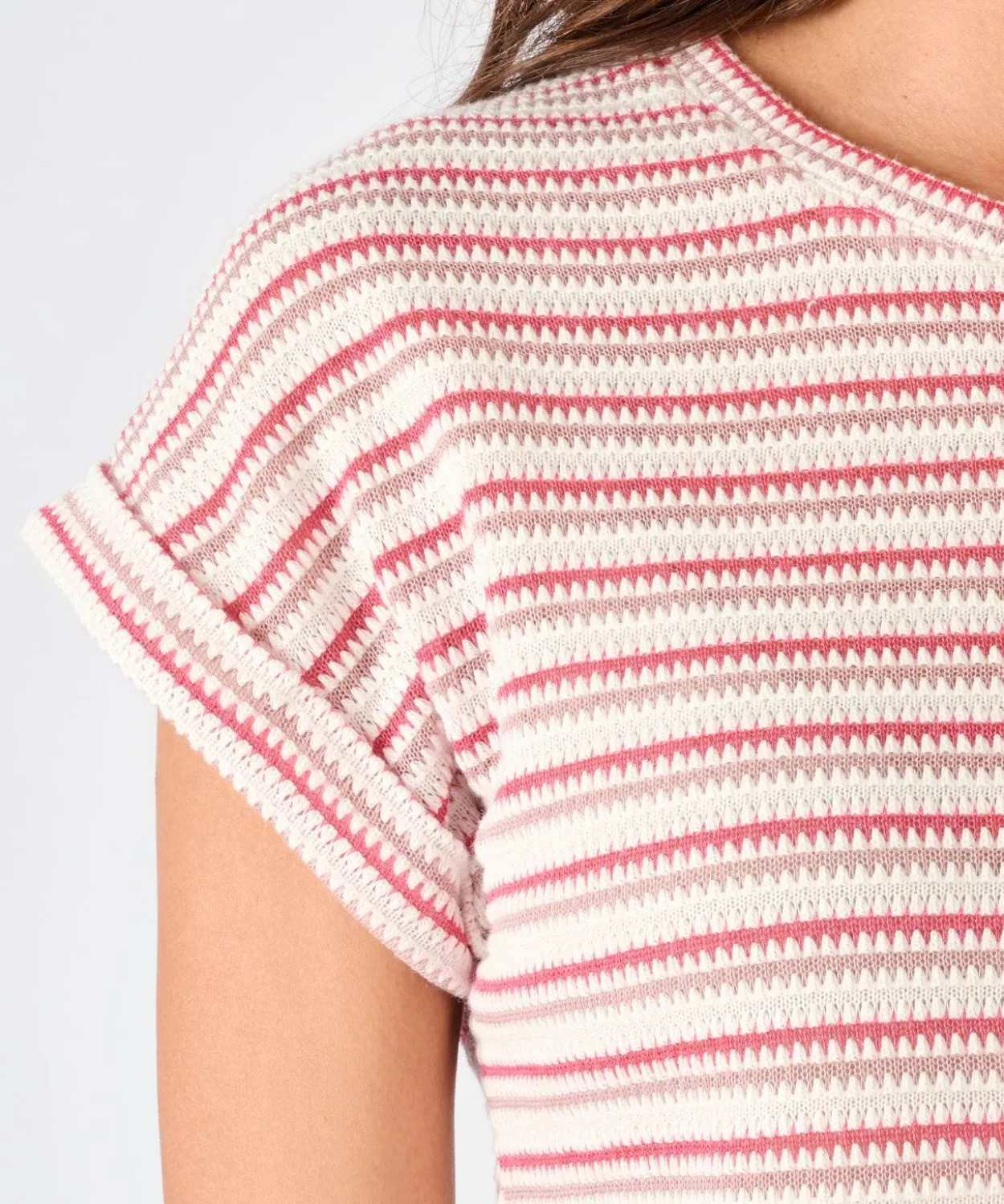 T-shirt maille jacquard rayée