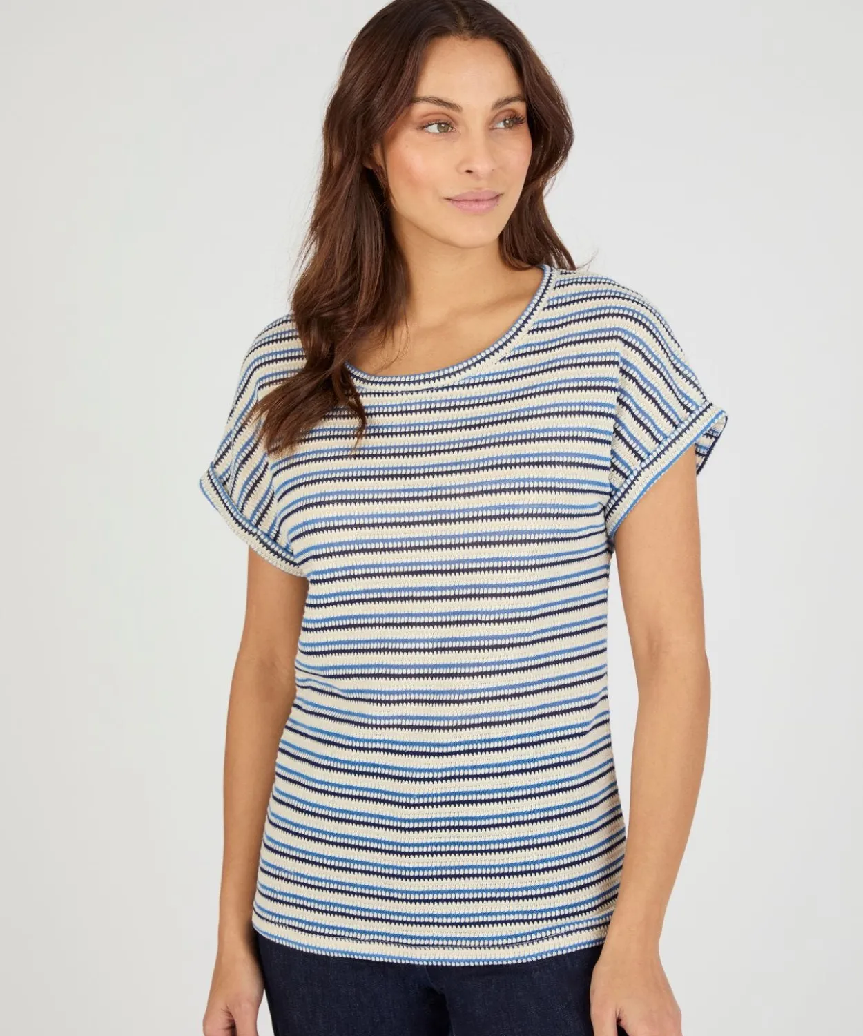 T-shirt maille jacquard rayée