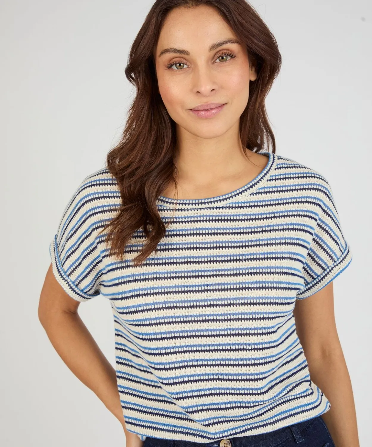 T-shirt maille jacquard rayée