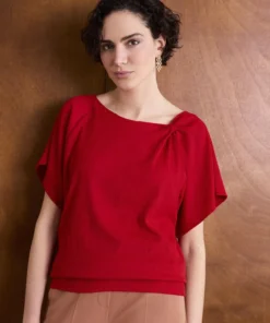 T-shirt maille texturée col fantaisie