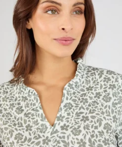 T-shirt maille texturée fleurie