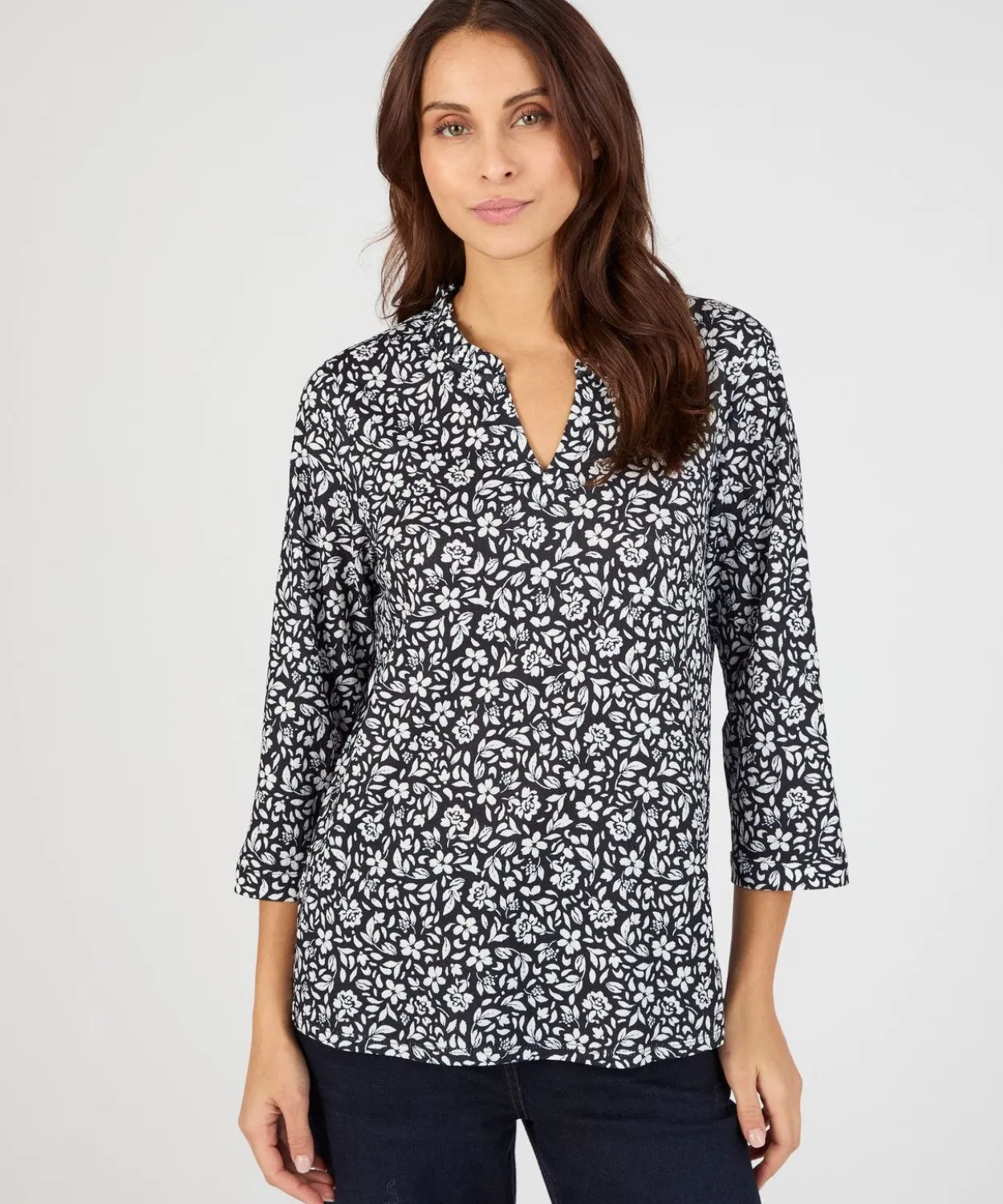 T-shirt maille texturée fleurie