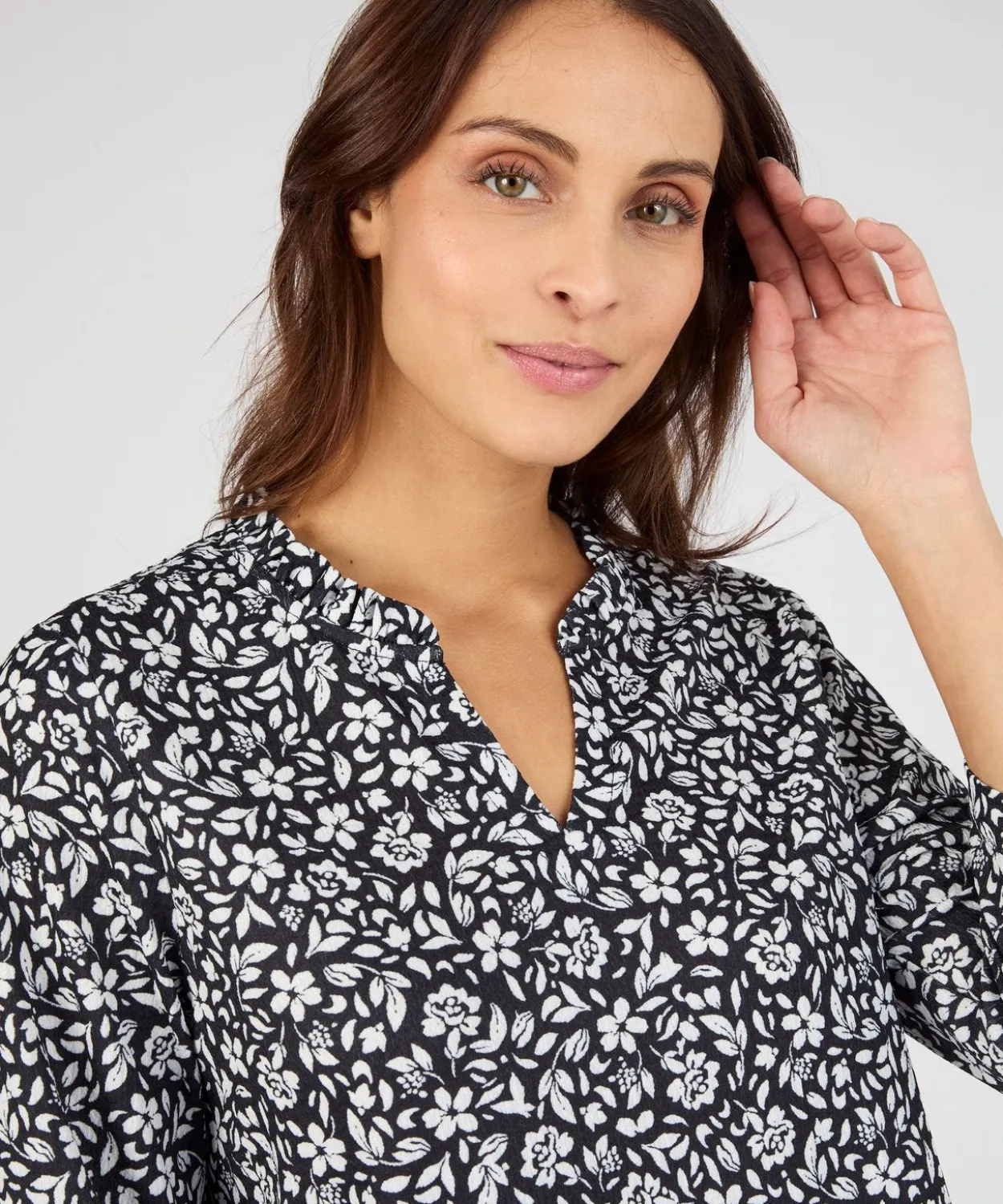 T-shirt maille texturée fleurie
