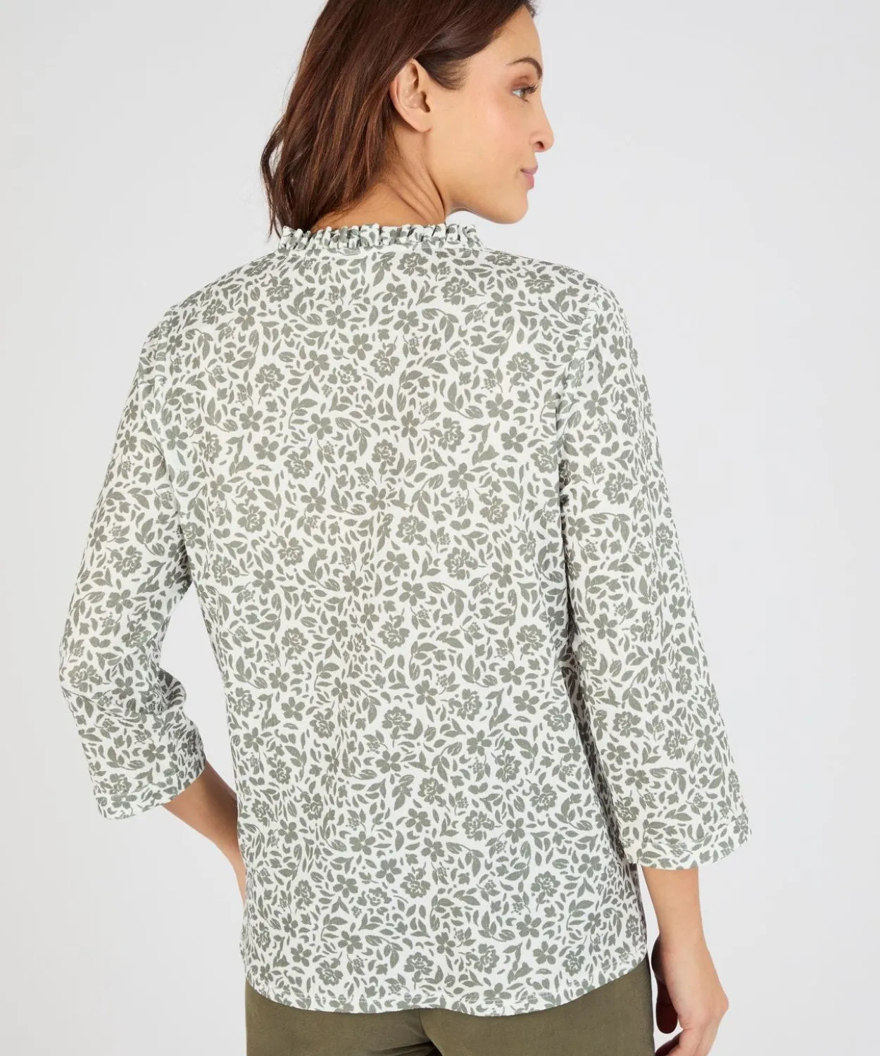 T-shirt maille texturée fleurie
