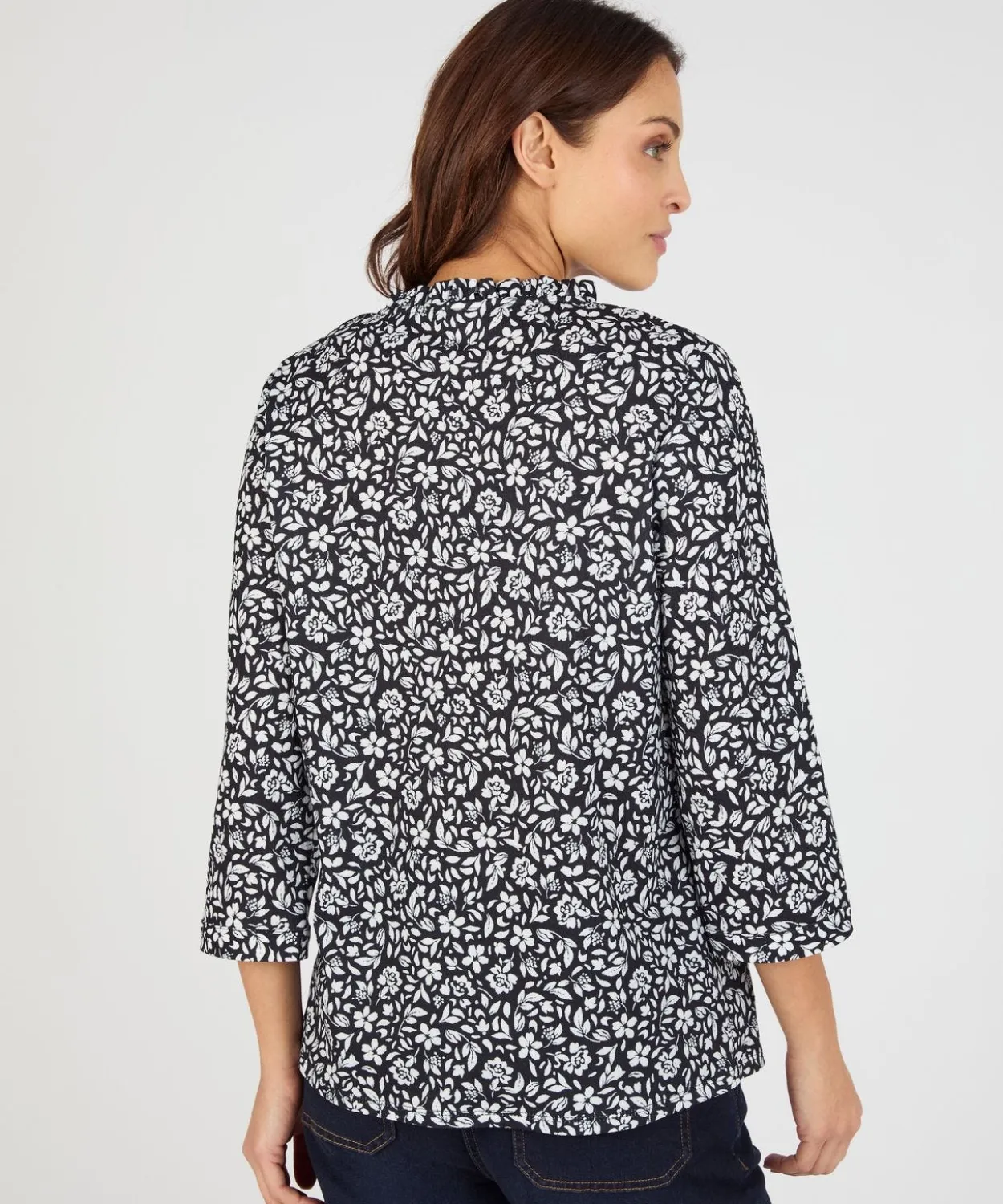 T-shirt maille texturée fleurie