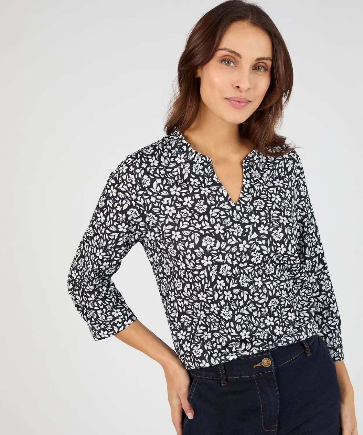 T-shirt maille texturée fleurie