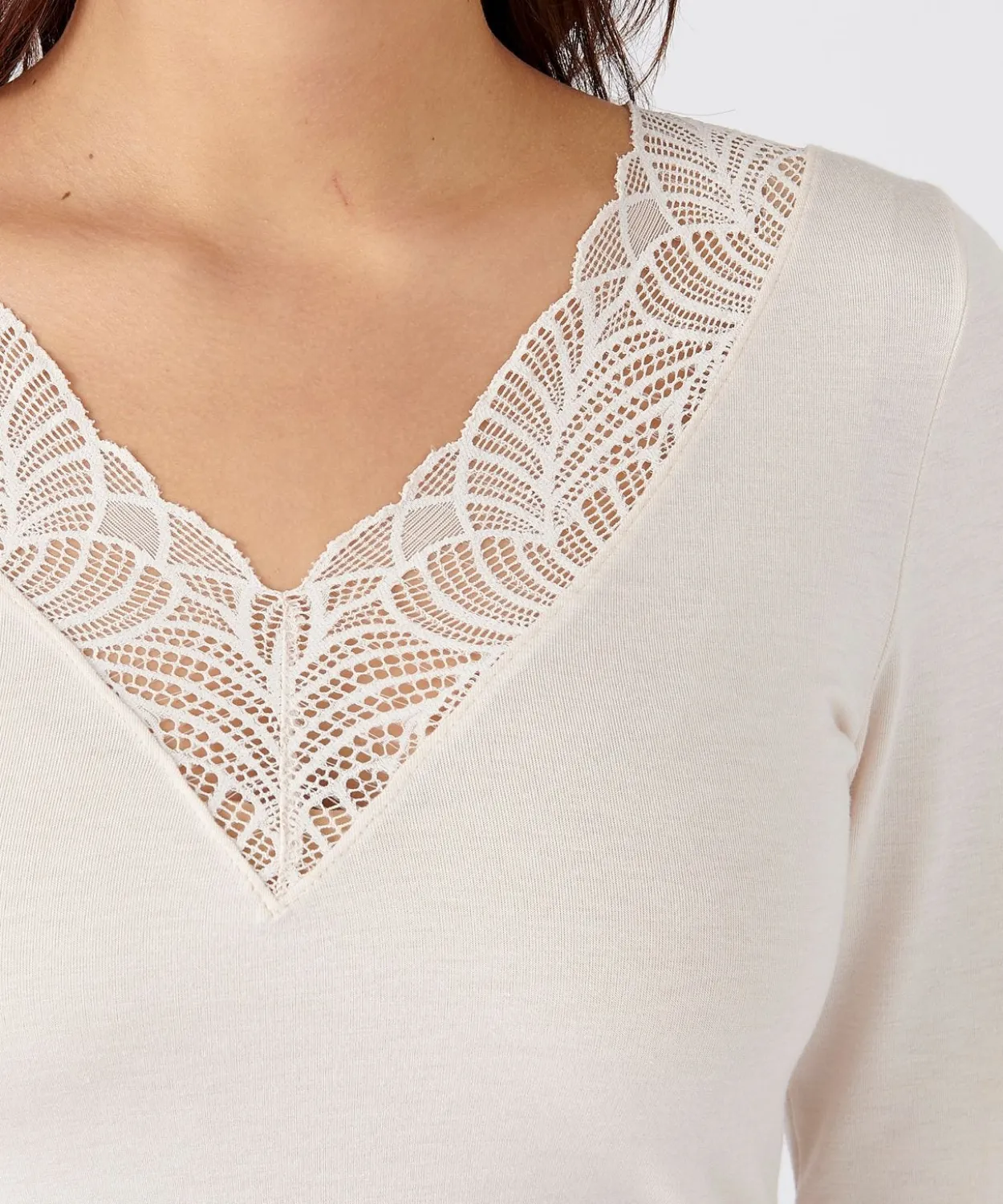 T-shirt manches longues dentelle Thermolactyl Sensitive