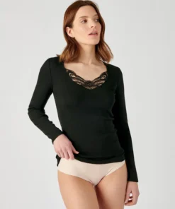 T-shirt manches longues fine côte guipure Thermolactyl
