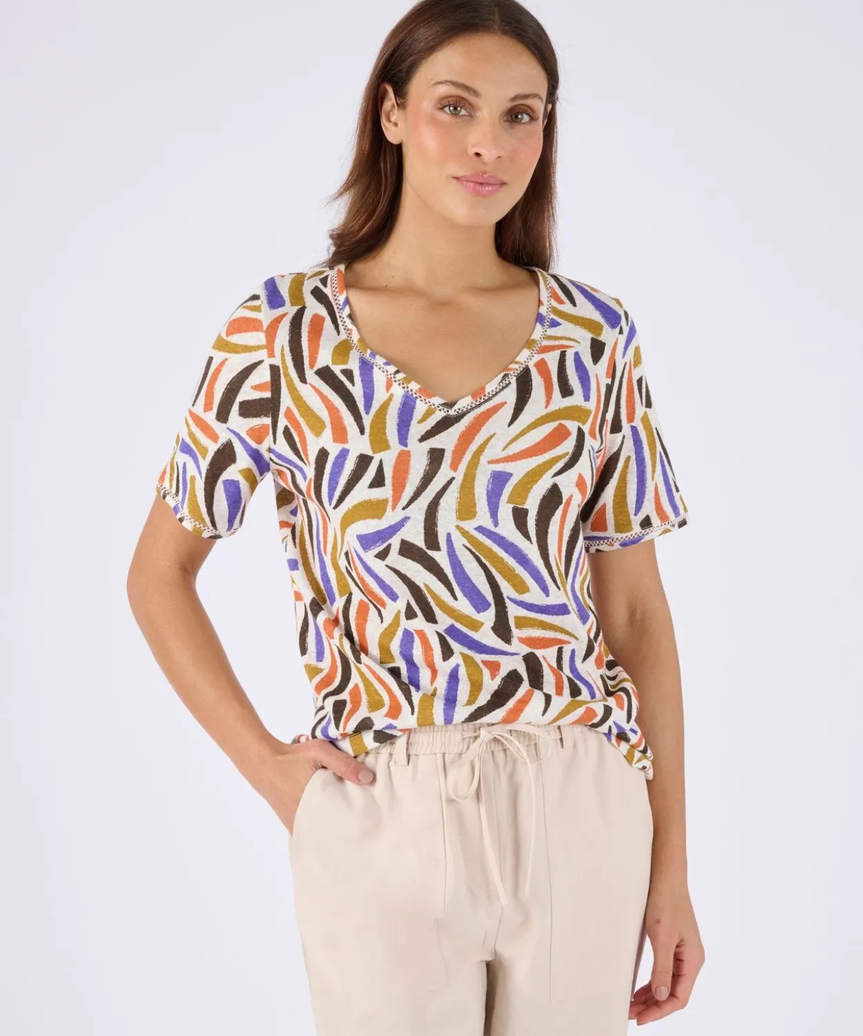 T-shirt mélange lin, détail jours échelle