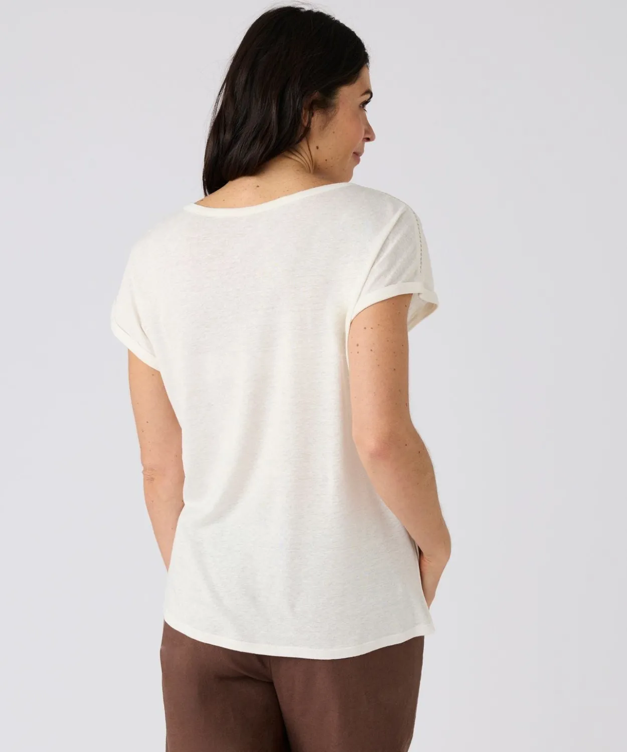T-shirt mélange lin, détails tressés