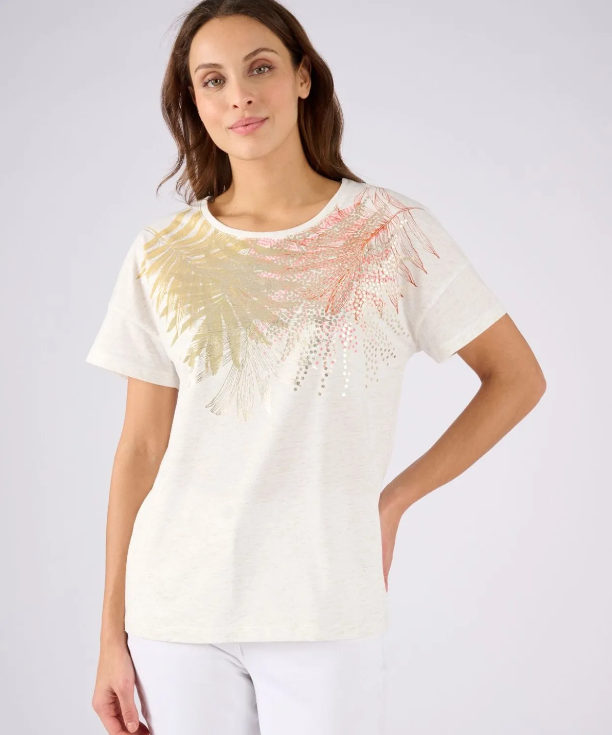 T-shirt motif placé fil brillant