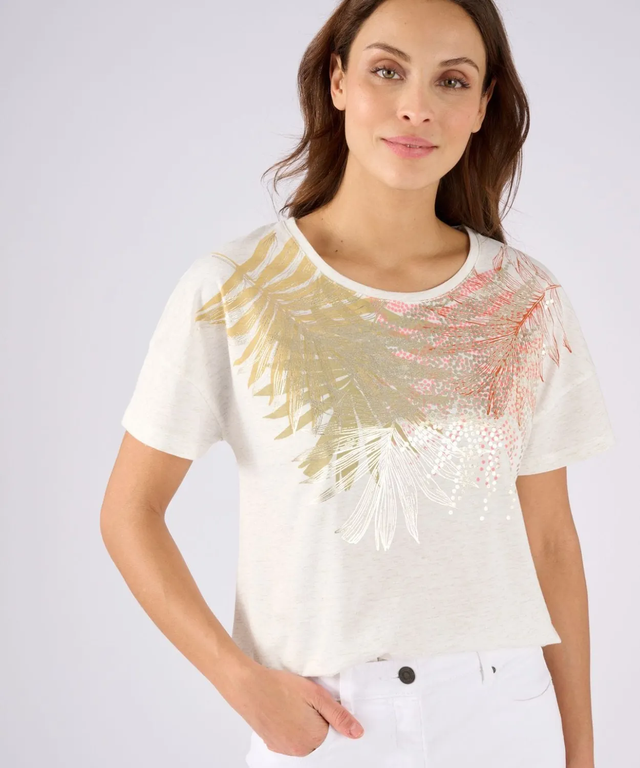 T-shirt motif placé fil brillant