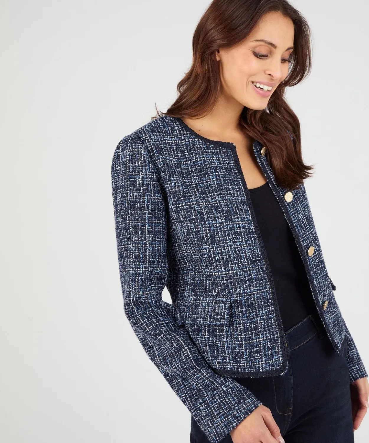 Veste effet tweed ganse fantaisie