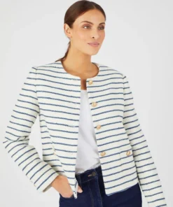 Veste effet tweed rayée