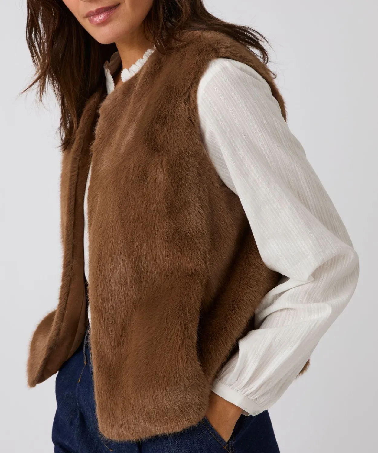 Veste sans manches toucher doux